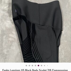 Fanka Leggings XS Black Body Sculpt 7/8 Compression Smoothing Running Workout